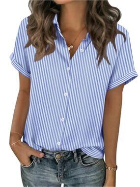 Zeagoo Short Sleeve Summer Tops Women Casual Button Down Shirts Business Work